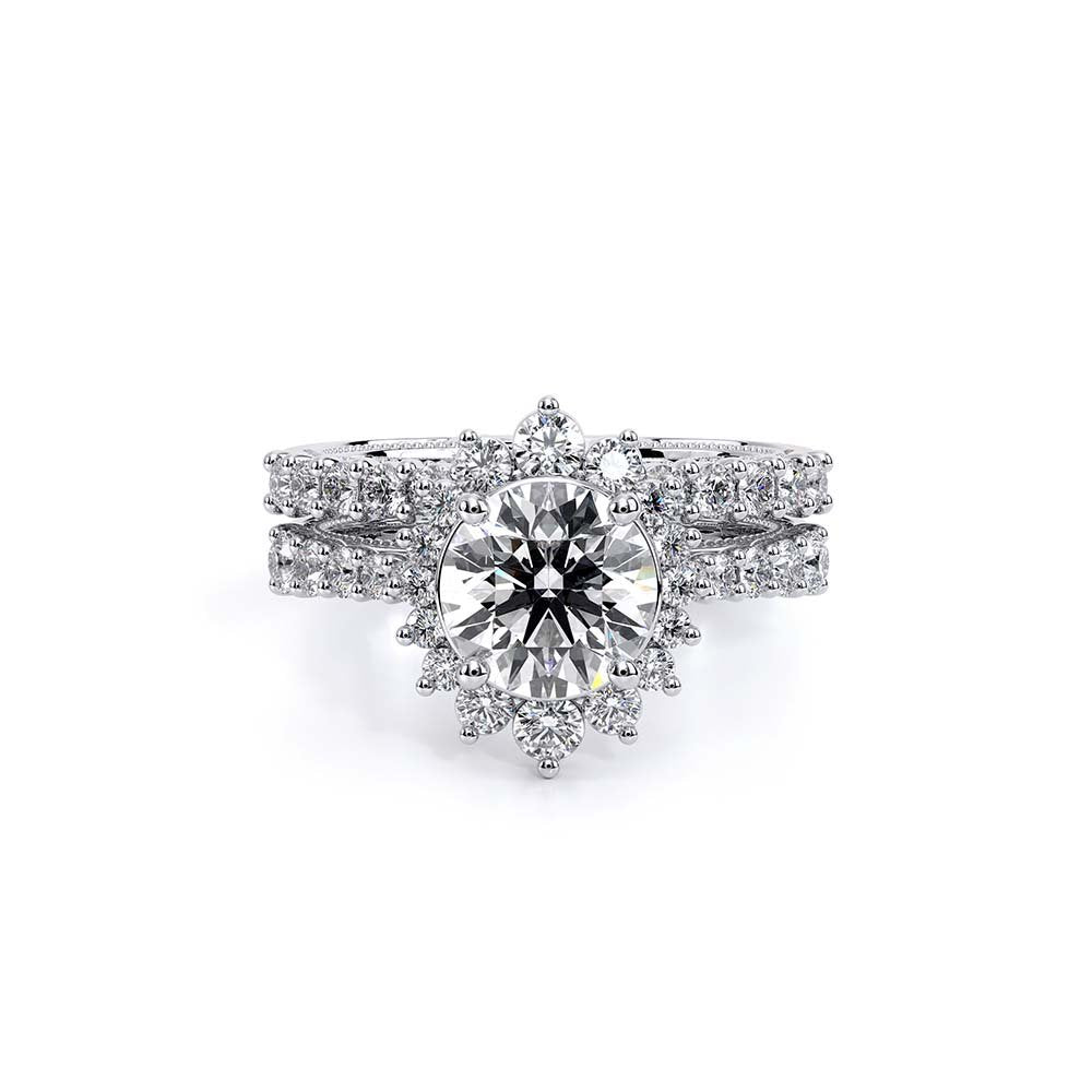 Round Halo Platinum Engagement Ring - VEN-5084