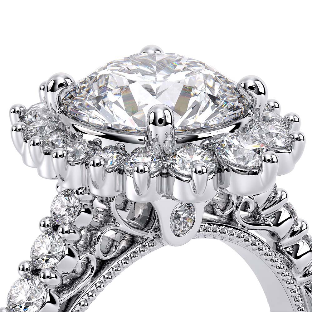 Round Halo Platinum Engagement Ring - VEN-5084