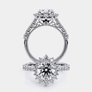 Round Halo Platinum Engagement Ring - VEN-5084