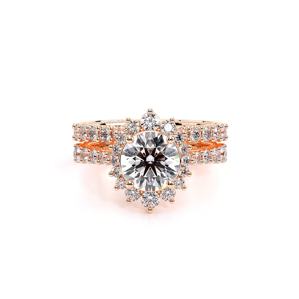 Round Halo 14k Rose Gold Engagement Ring - VEN-5084