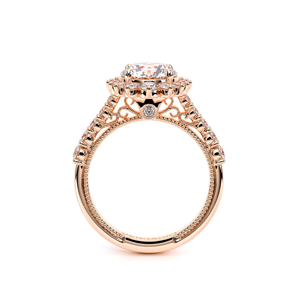 Round Halo 18k Rose Gold Engagement Ring - VEN-5084