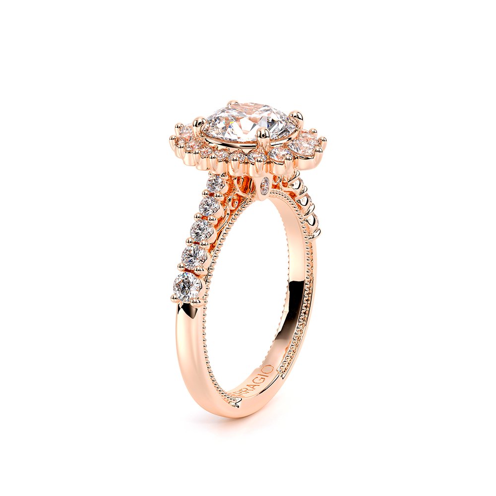 Round Halo 18k Rose Gold Engagement Ring - VEN-5084
