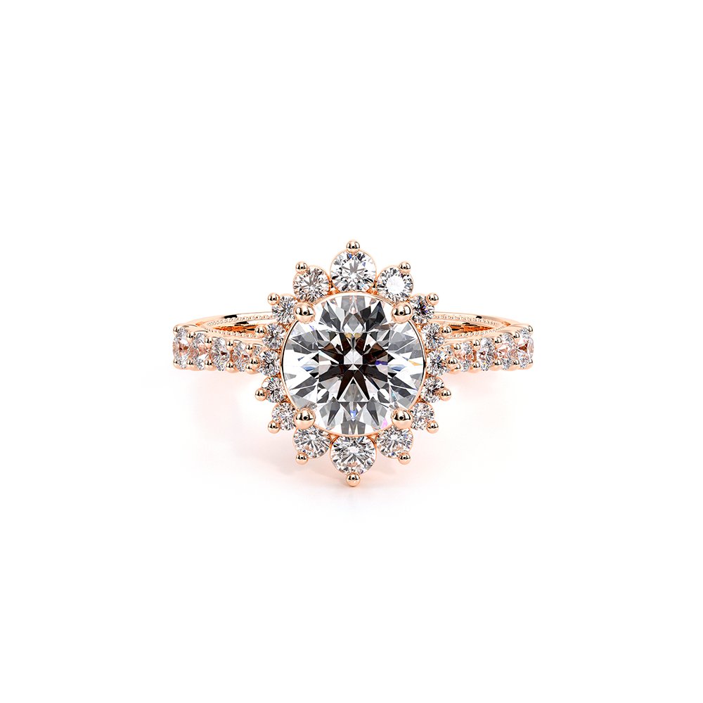 Round Halo 18k Rose Gold Engagement Ring - VEN-5084