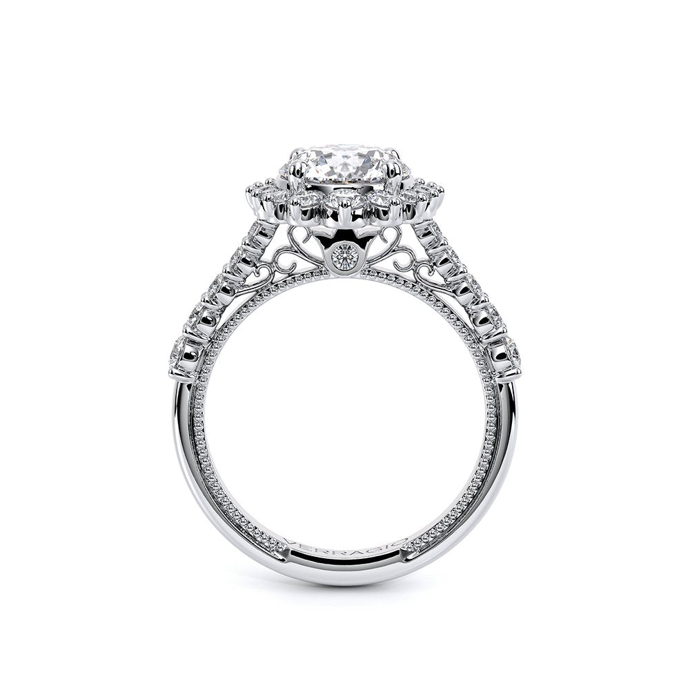 Round Halo 14k White Gold Engagement Ring - VEN-5084