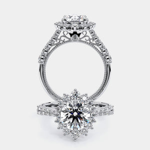 Round Halo 18k White Gold Engagement Ring - VEN-5084