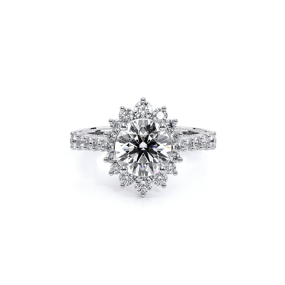 Round Halo 18k White Gold Engagement Ring - VEN-5084