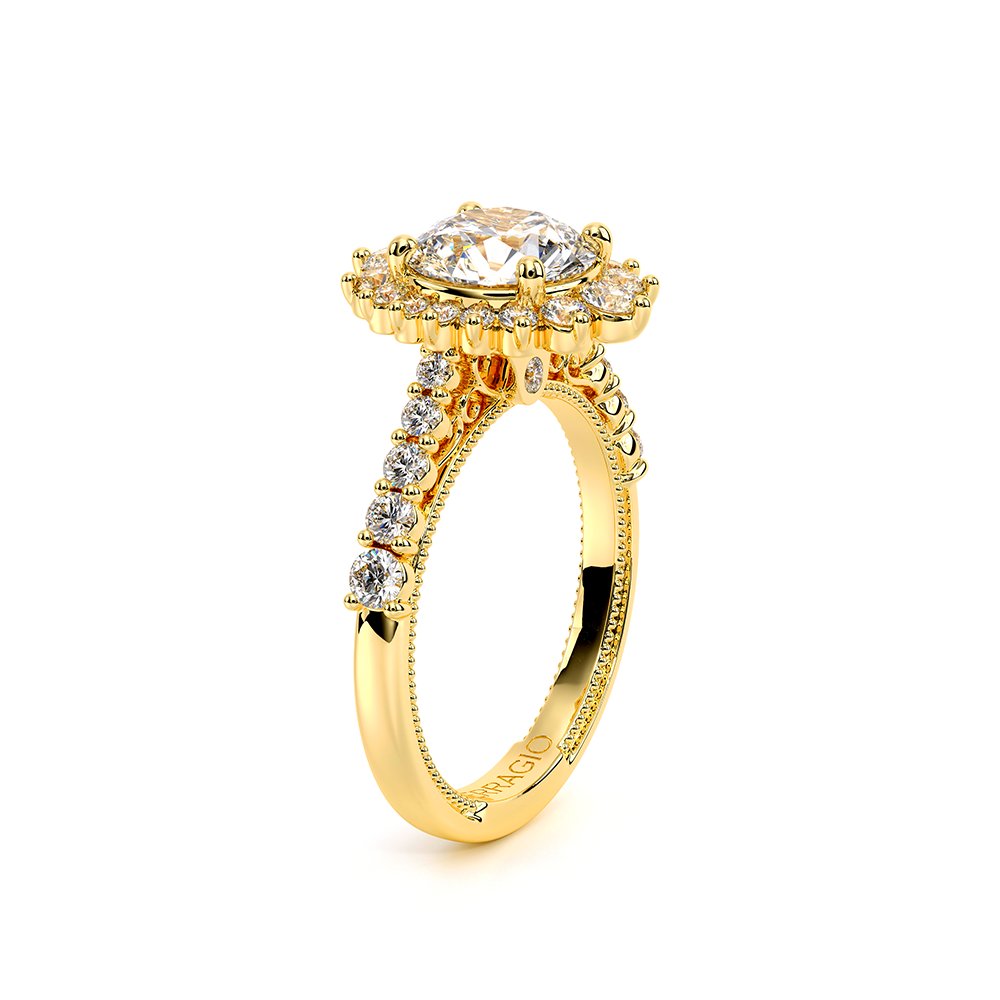 Round Halo 14k Yellow Gold Engagement Ring - VEN-5084