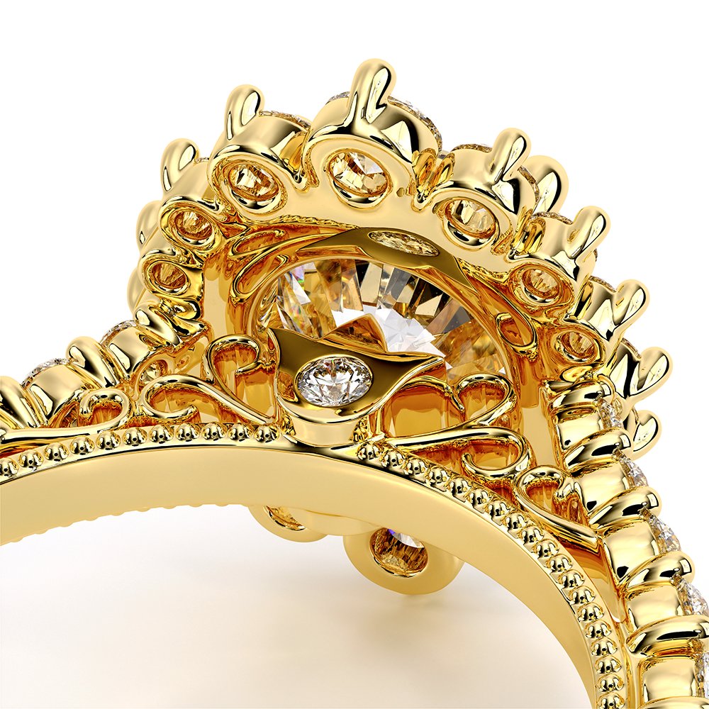 Round Halo 14k Yellow Gold Engagement Ring - VEN-5084