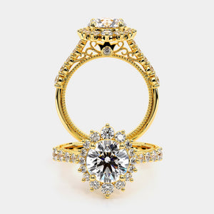 Round Halo 14k Yellow Gold Engagement Ring - VEN-5084