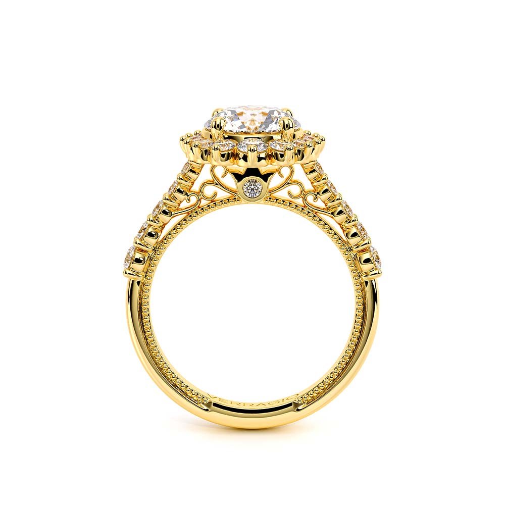 Round Halo 18k Yellow Gold Engagement Ring - VEN-5084