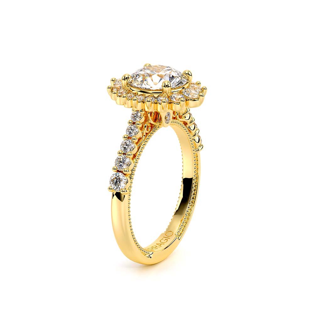 Round Halo 18k Yellow Gold Engagement Ring - VEN-5084
