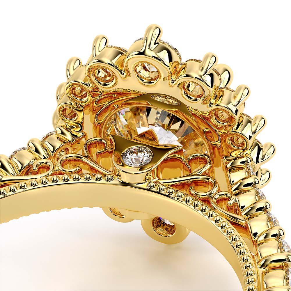 Round Halo 18k Yellow Gold Engagement Ring - VEN-5084