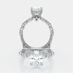 Oval Side Stone Platinum Engagement Ring - VNG-2202