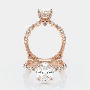 Oval Side Stone 18k Rose Gold Engagement Ring - VNG-2202