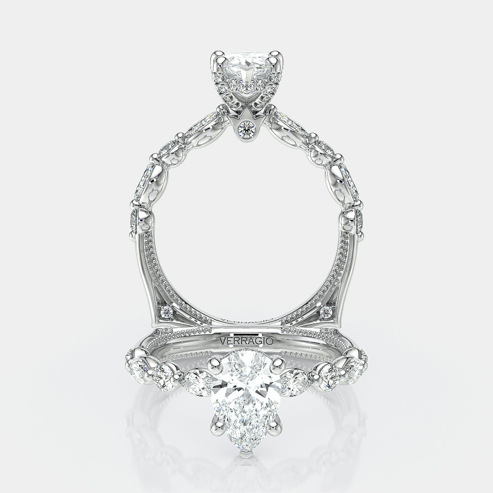 Pear Side Stone Platinum Engagement Ring - VNG-2202