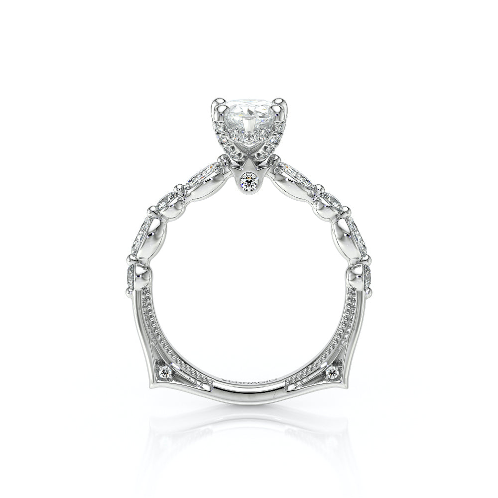 Pear Side Stone Platinum Engagement Ring - VNG-2202