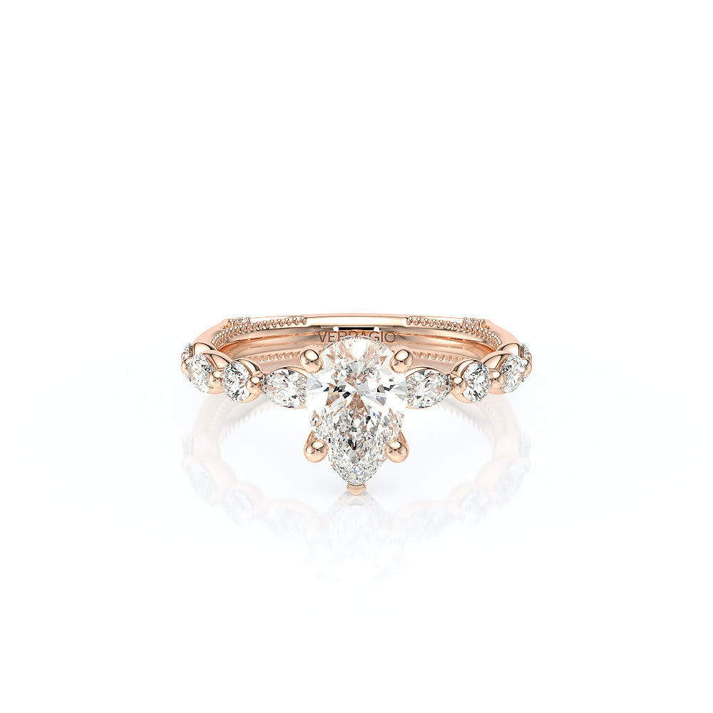 Pear Side Stone 14k Rose Gold Engagement Ring - VNG-2202