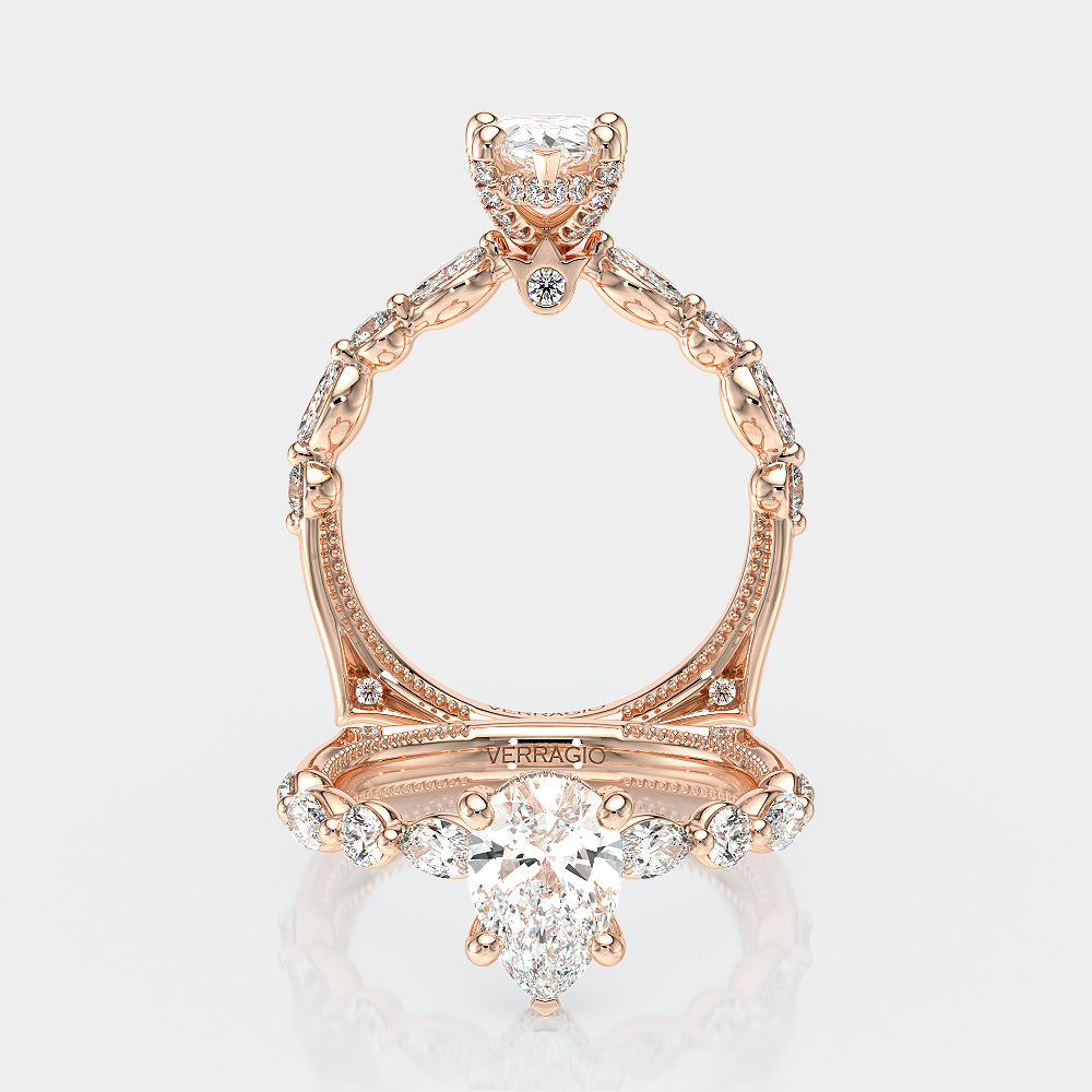Pear Side Stone 14k Rose Gold Engagement Ring - VNG-2202