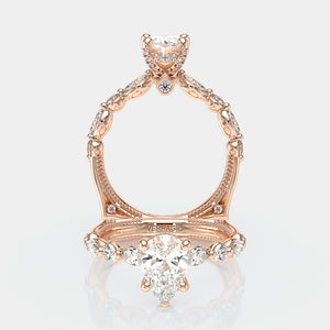 Pear Side Stone 18k Rose Gold Engagement Ring - VNG-2202