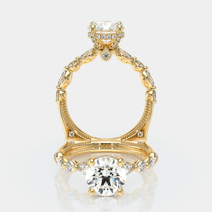 Round Side Stone 14k Yellow Gold Engagement Ring - VNG-2202