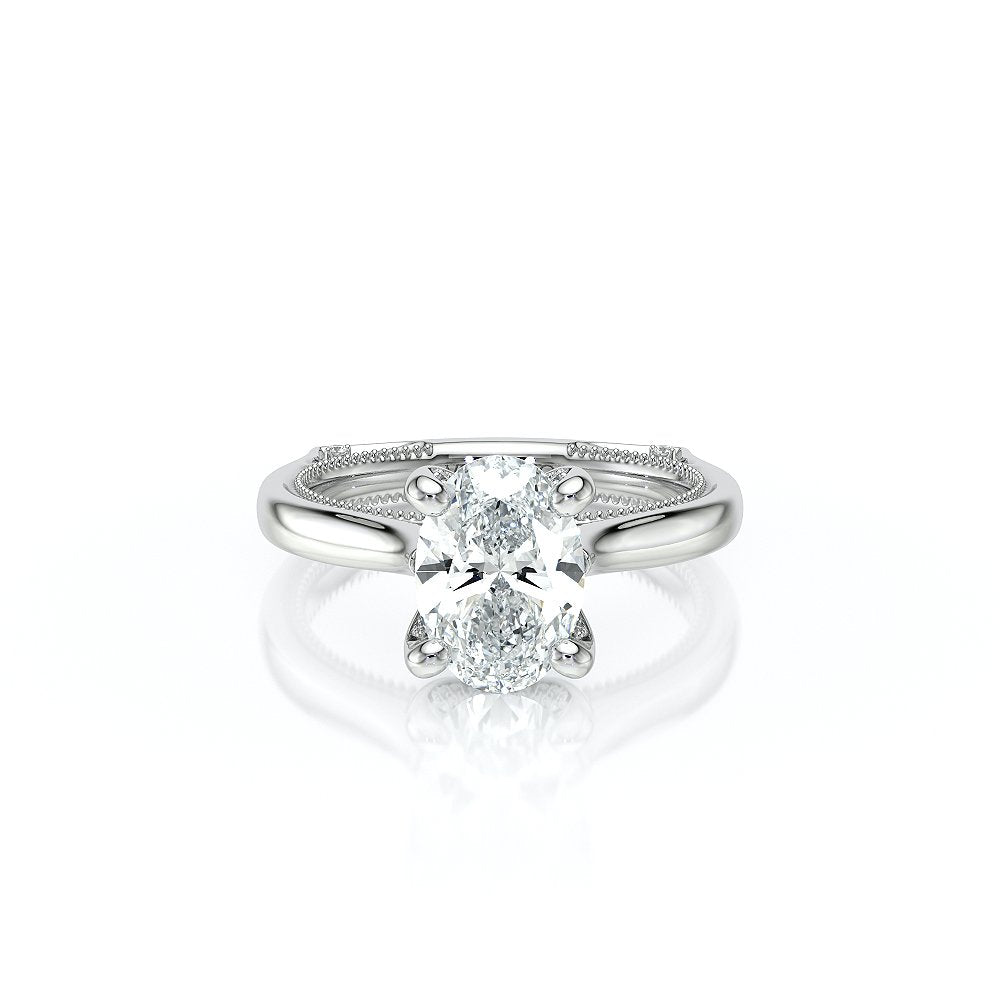 Oval Solitaire Platinum Engagement Ring - VNG-2207