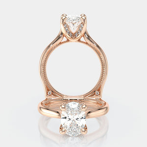 Oval Solitaire 18K Rose Gold Engagement Ring - VNG-2207