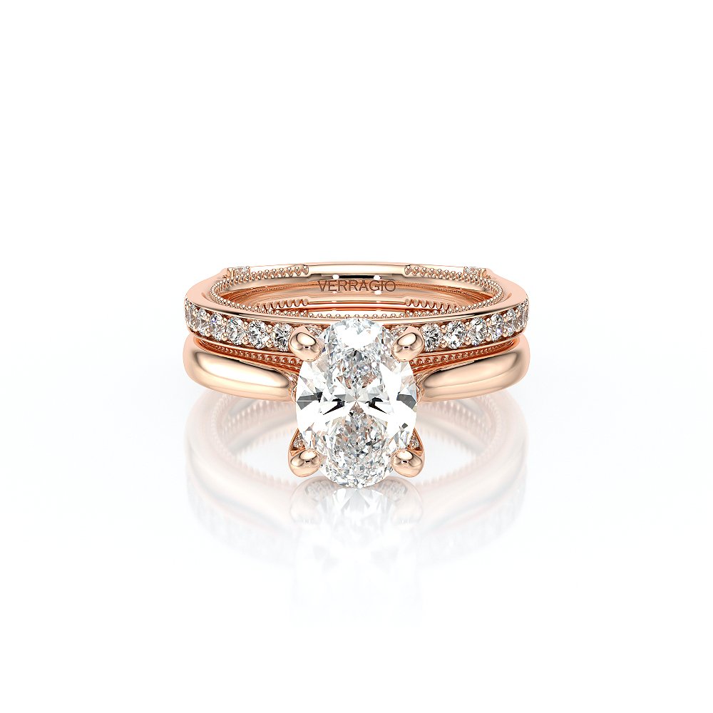 Oval Solitaire 18K Rose Gold Engagement Ring - VNG-2207