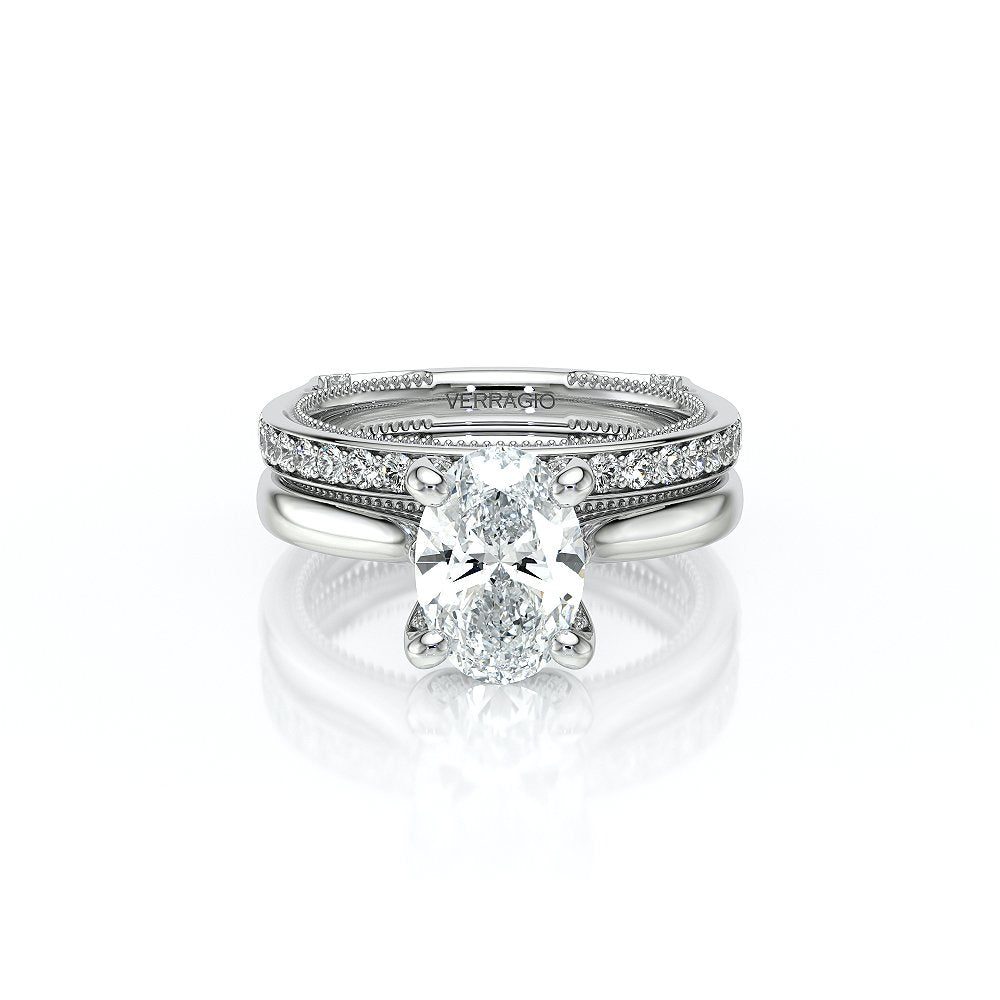 Oval Solitaire 14K White Gold Engagement Ring - VNG-2207