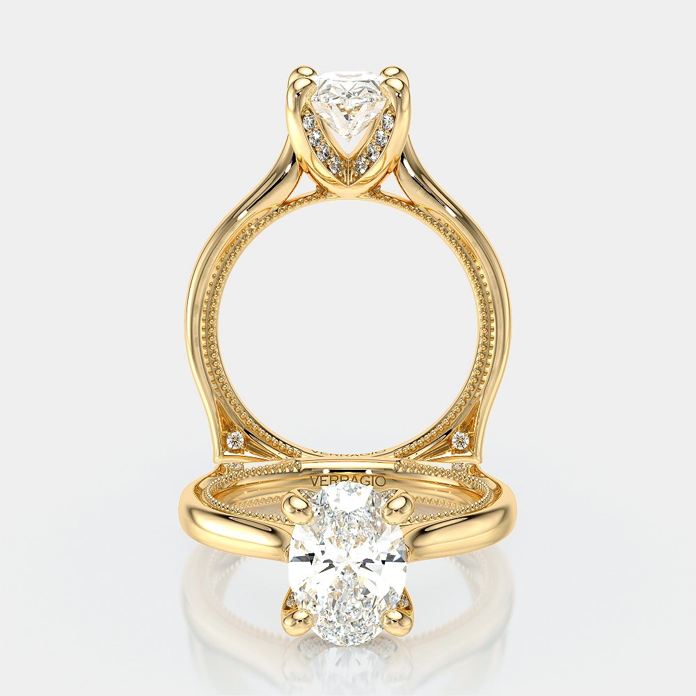 Oval Solitaire 14K Yellow Gold Engagement Ring - VNG-2207