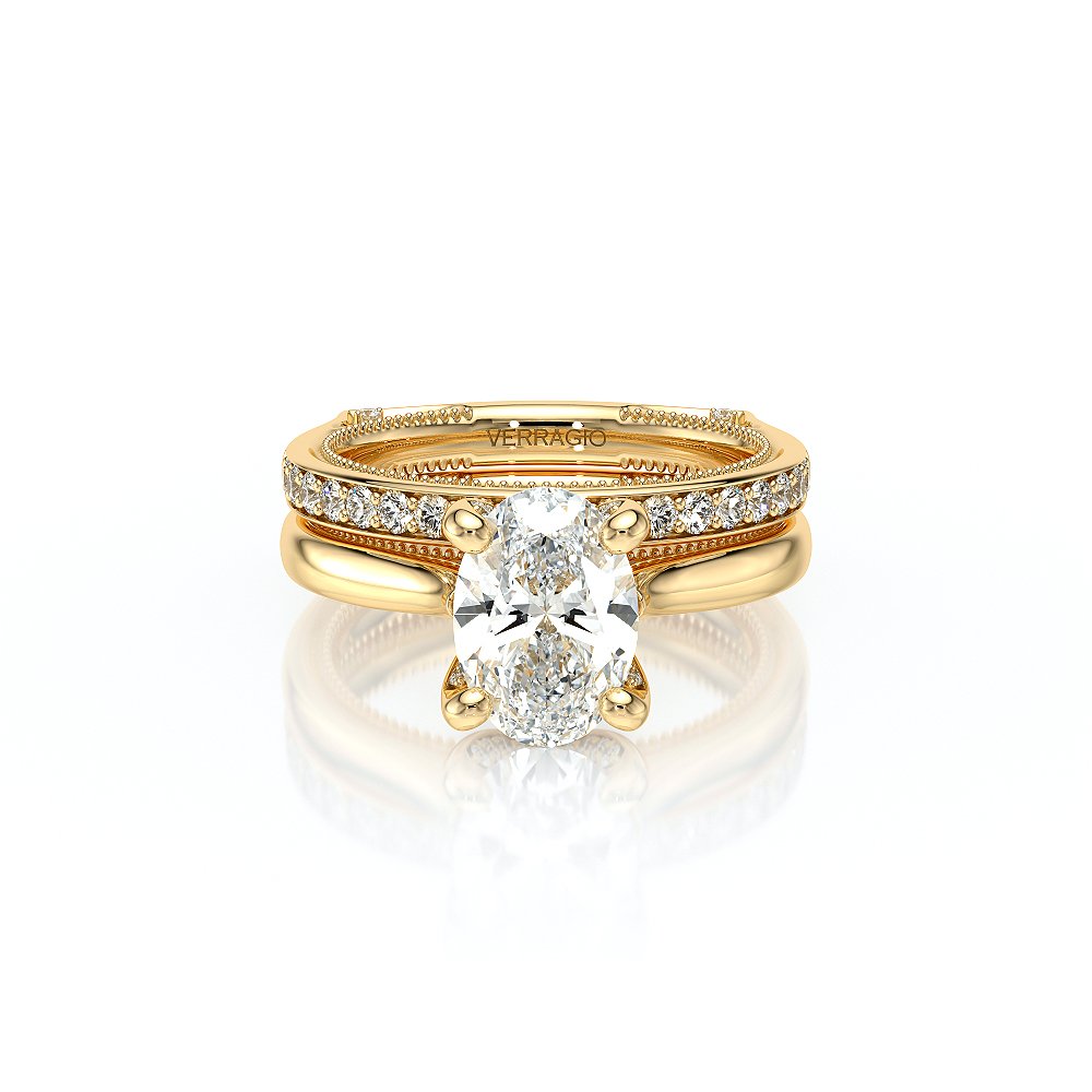 Oval Solitaire 18K Yellow Gold Engagement Ring - VNG-2207
