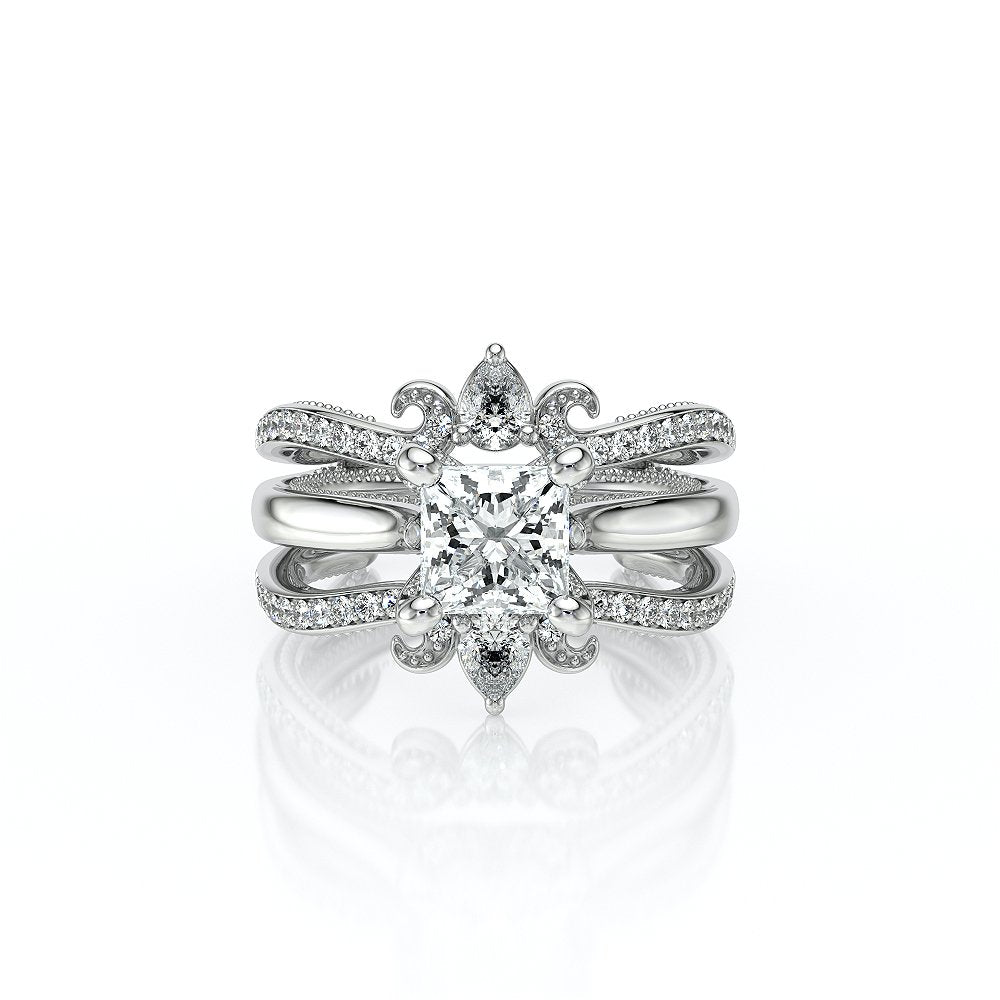 Princess Solitaire Platinum Engagement Ring - VNG-2207