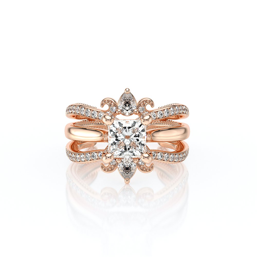 Princess Solitaire 14K Rose Gold Engagement Ring - VNG-2207