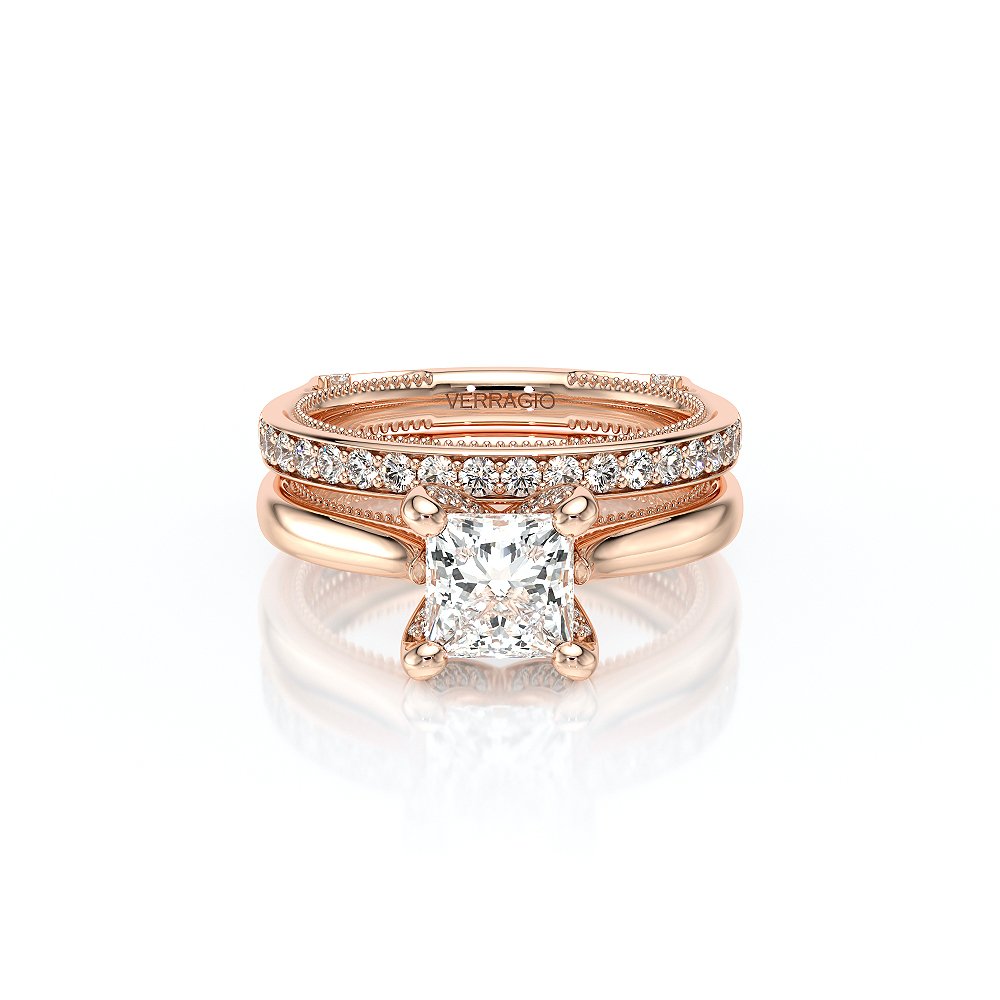 Princess Solitaire 18K Rose Gold Engagement Ring - VNG-2207