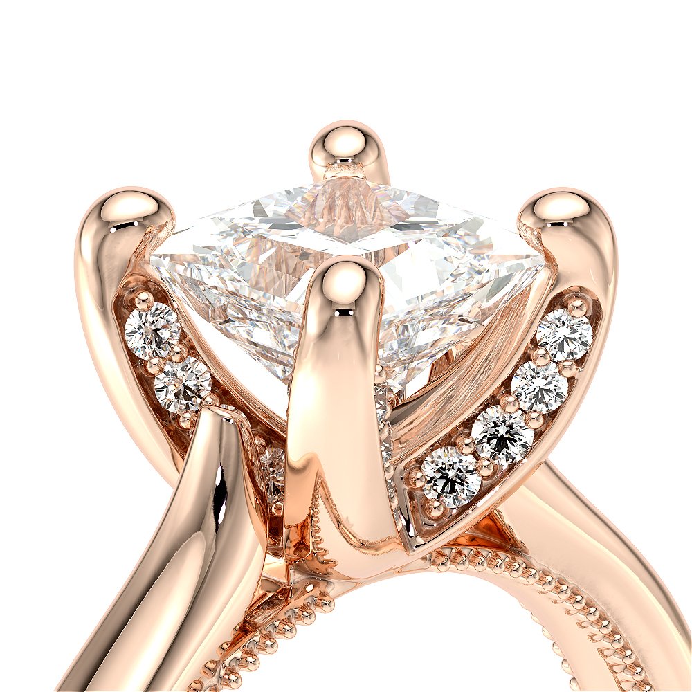 Princess Solitaire 18K Rose Gold Engagement Ring - VNG-2207