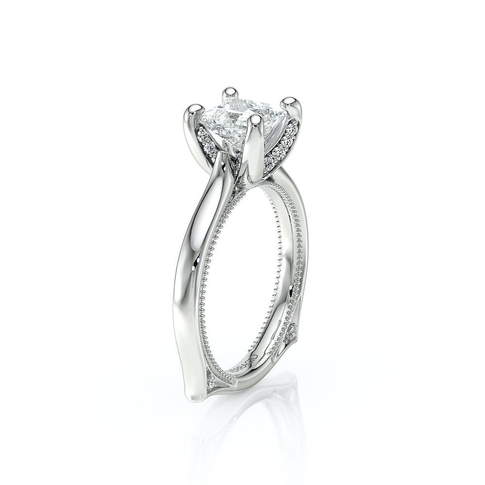 Princess Solitaire 14K White Gold Engagement Ring - VNG-2207