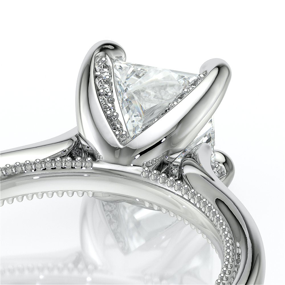 Princess Solitaire 14K White Gold Engagement Ring - VNG-2207