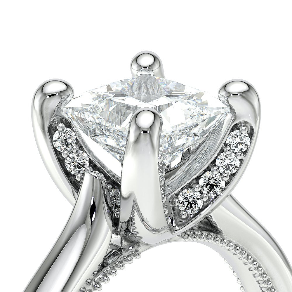 Princess Solitaire 14K White Gold Engagement Ring - VNG-2207