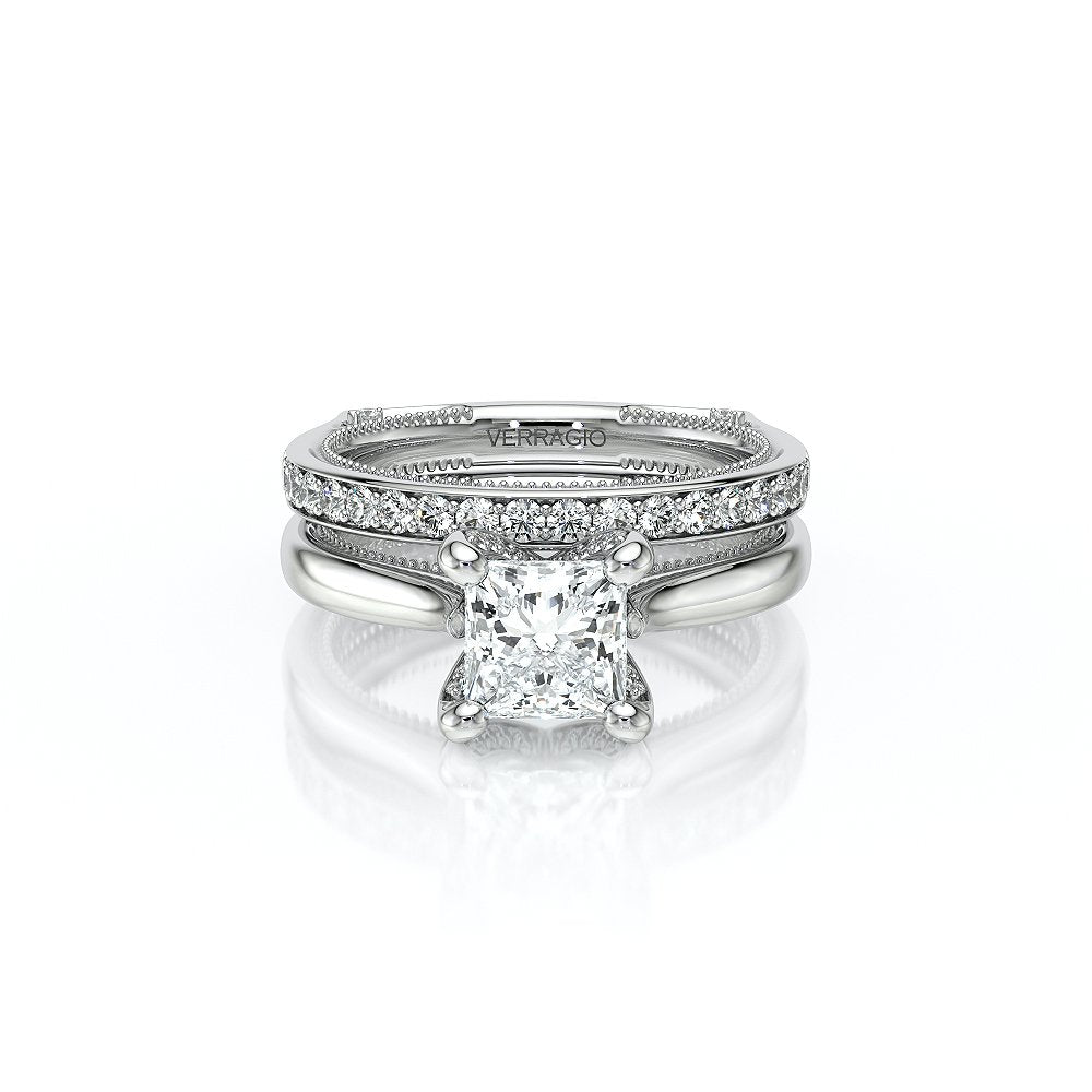 Princess Solitaire 18K White Gold Engagement Ring - VNG-2207