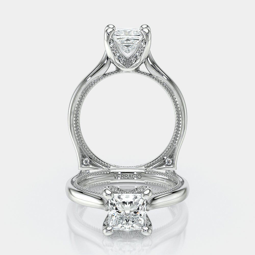 Princess Solitaire 18K White Gold Engagement Ring - VNG-2207