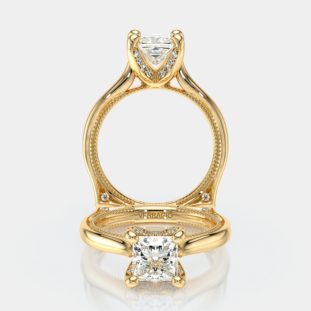 Princess Solitaire 14K Yellow Gold Engagement Ring - VNG-2207