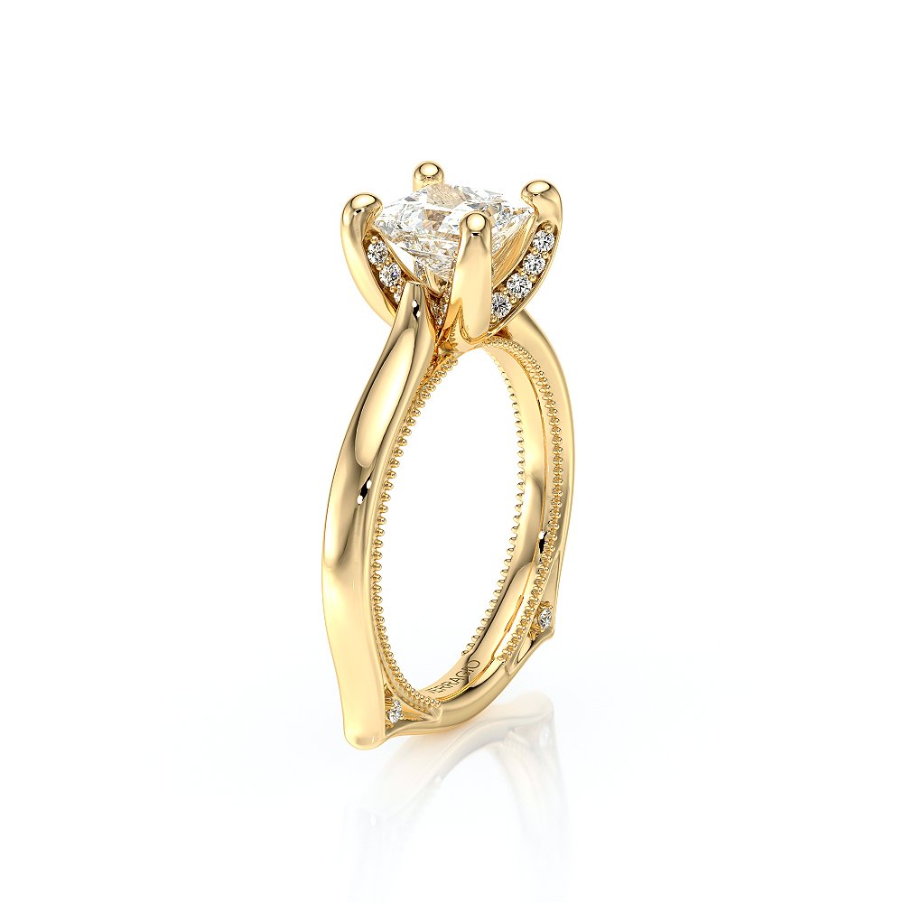Princess Solitaire 18K Yellow Gold Engagement Ring - VNG-2207