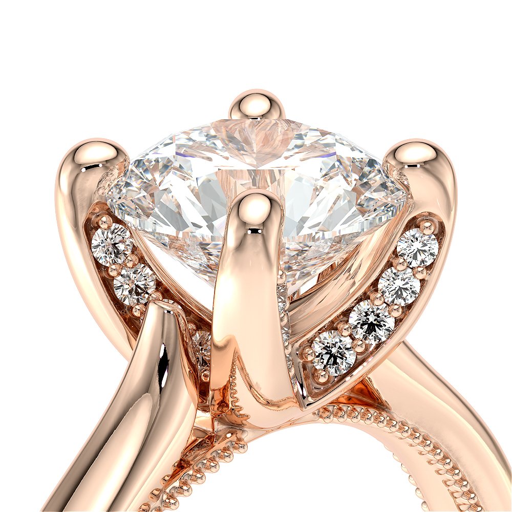 Round Solitaire 18K Rose Gold Engagement Ring - VNG-2207