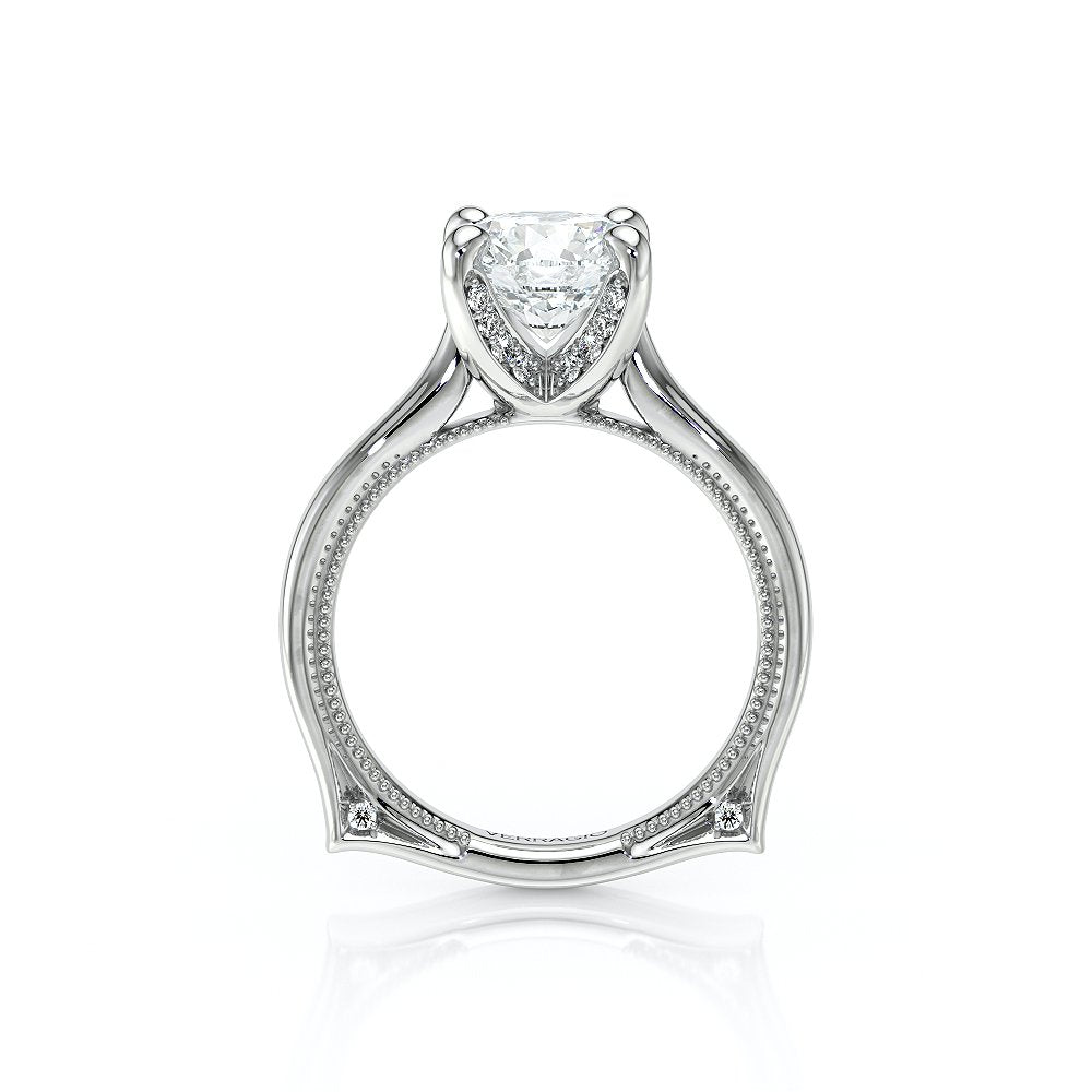 Round Solitaire 14K White Gold Engagement Ring - VNG-2207