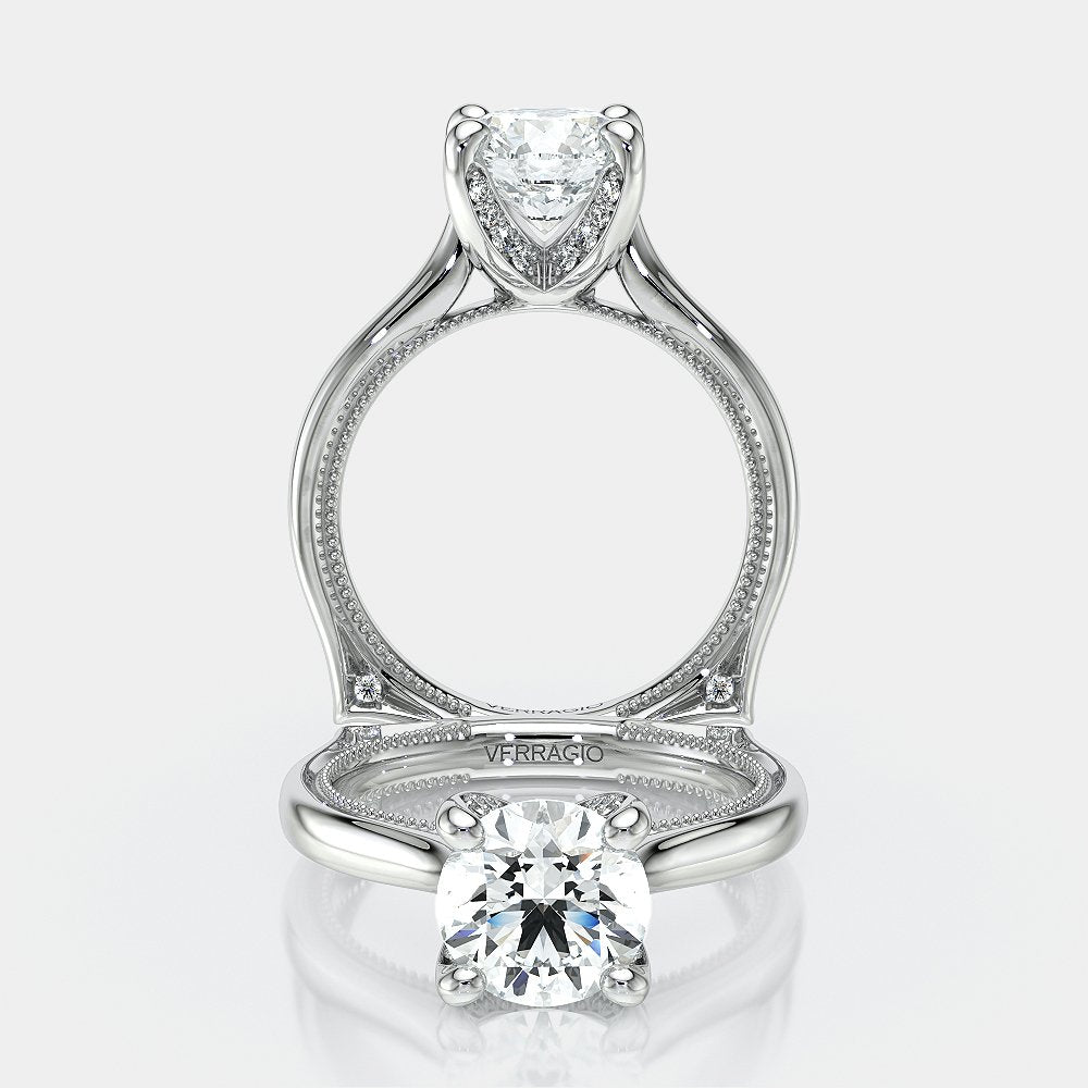 Round Solitaire 18K White Gold Engagement Ring - VNG-2207