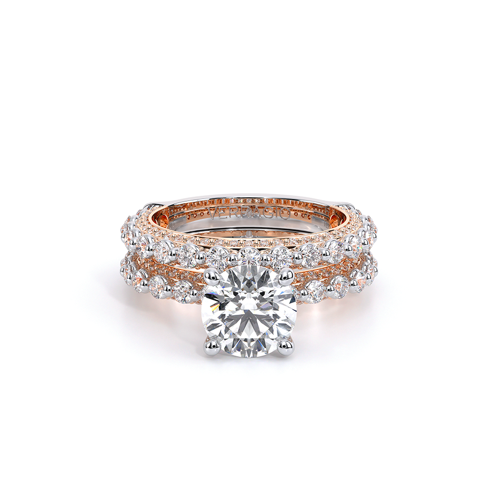 Modern Diamond Wedding Ring 18k White/Rose Gold - CTR-0488