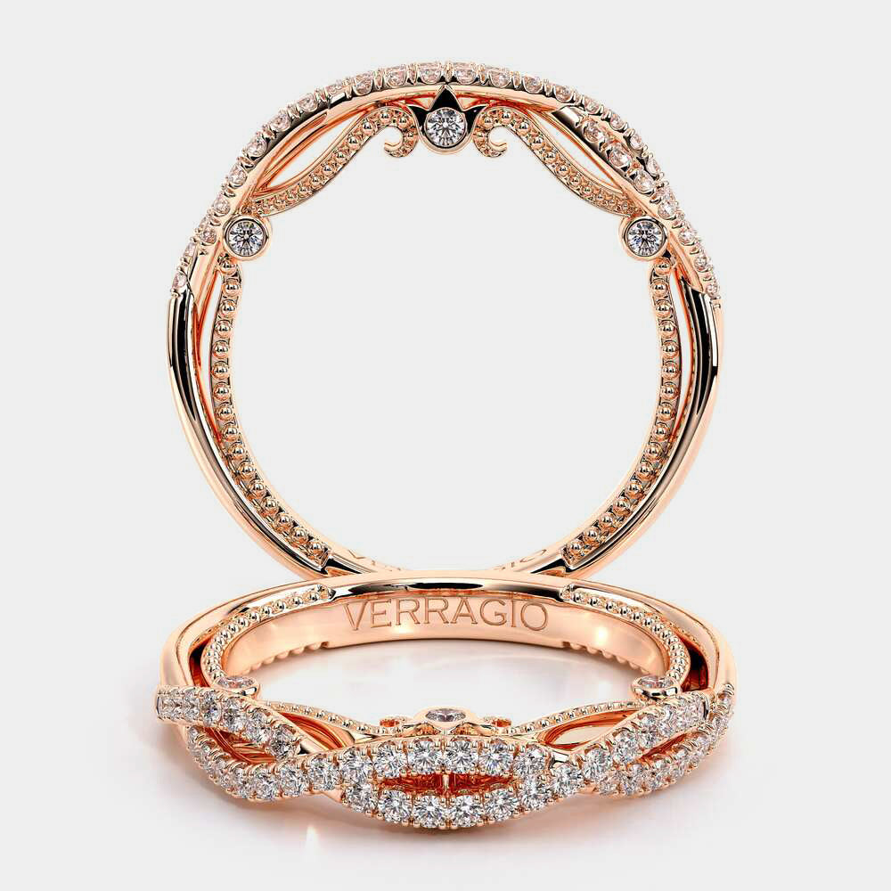 Vintage Diamond Accent Wedding Ring 18k Rose Gold - INS-7060