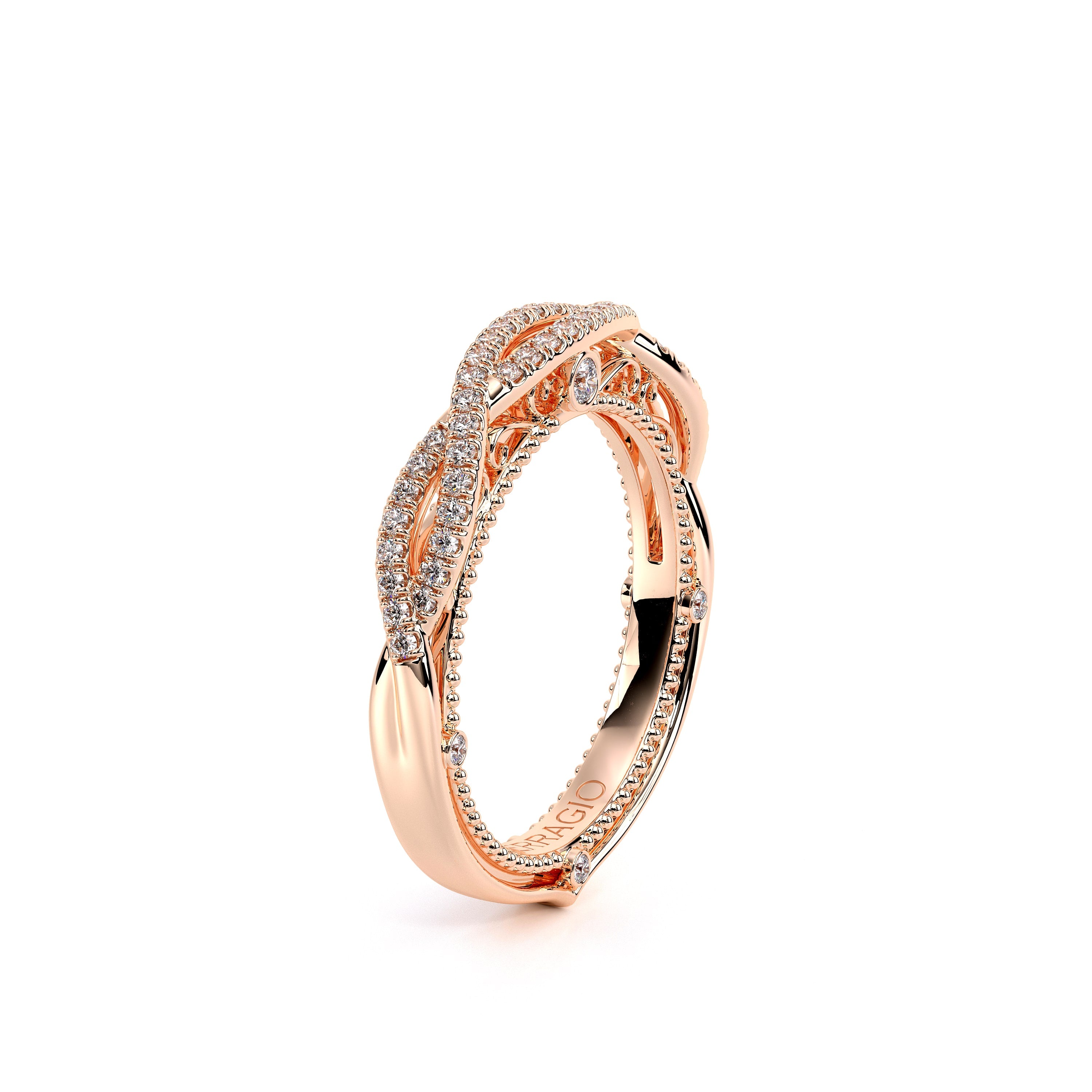 Vintage Twist Diamond Wedding Ring 18k Rose Gold - VEN-5003