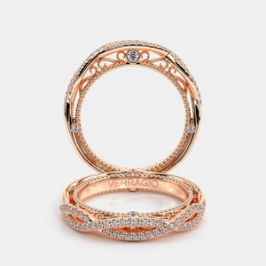 Vintage Twist Diamond Wedding Ring 18k Rose Gold - VEN-5003