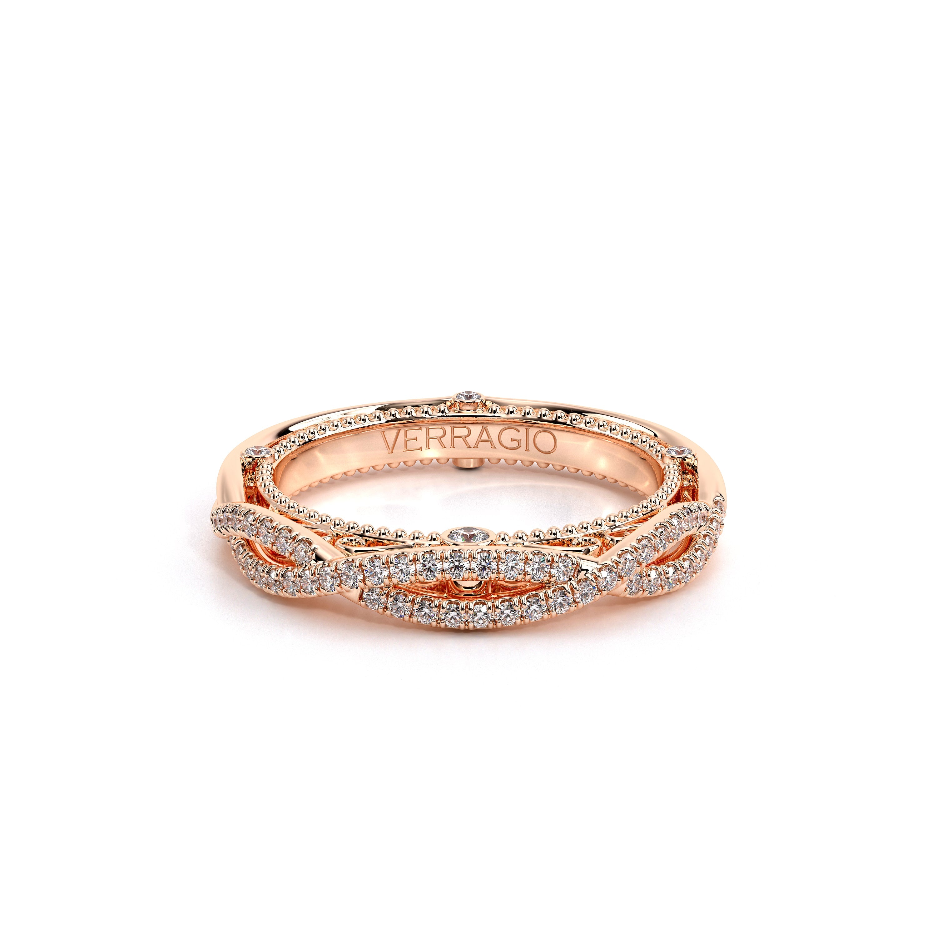 Vintage Twist Diamond Wedding Ring 18k Rose Gold - VEN-5003