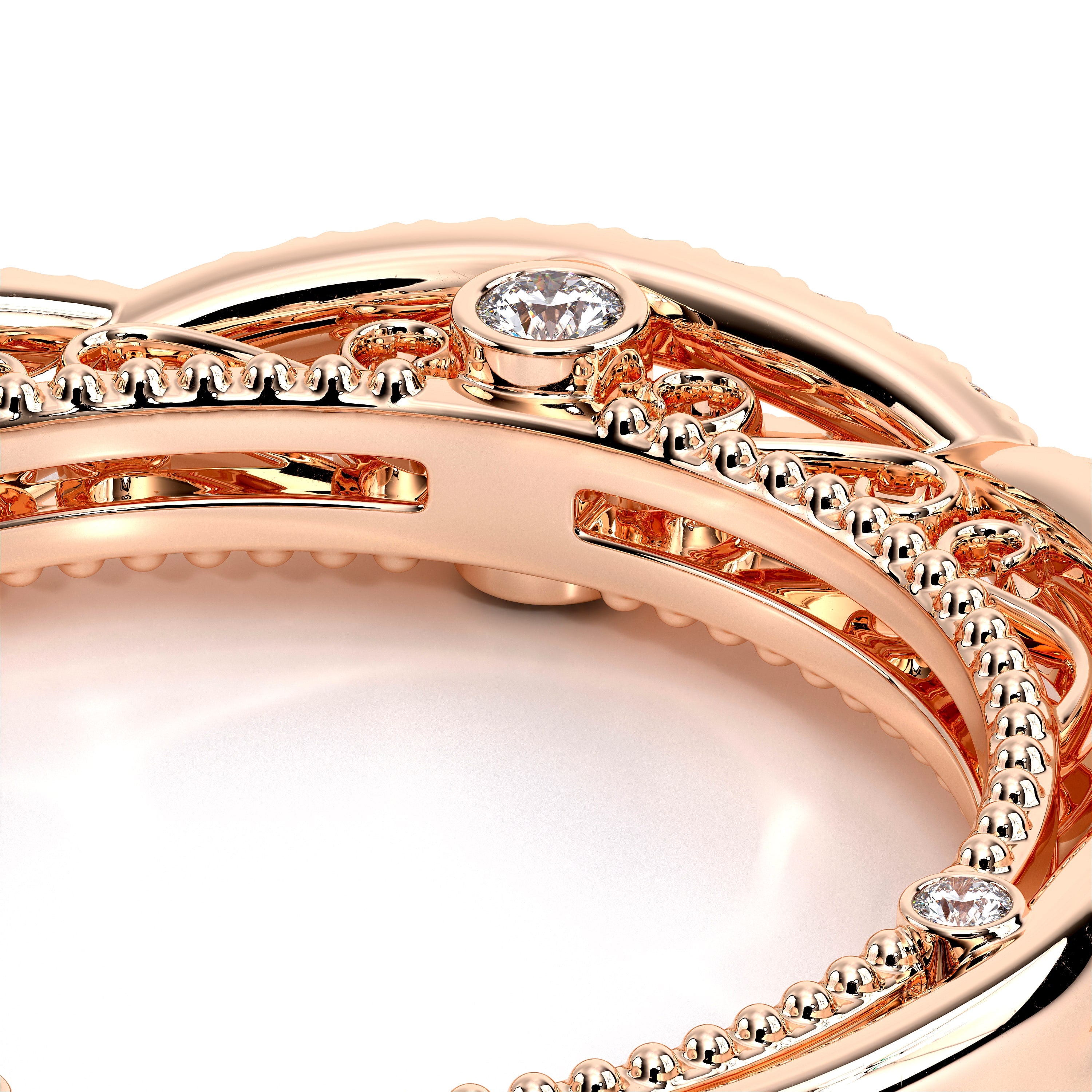 Vintage Twist Diamond Wedding Ring 18k Rose Gold - VEN-5003